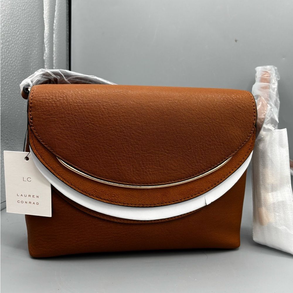 LC Lauren Conrad Tan Clutch with Silver Accent